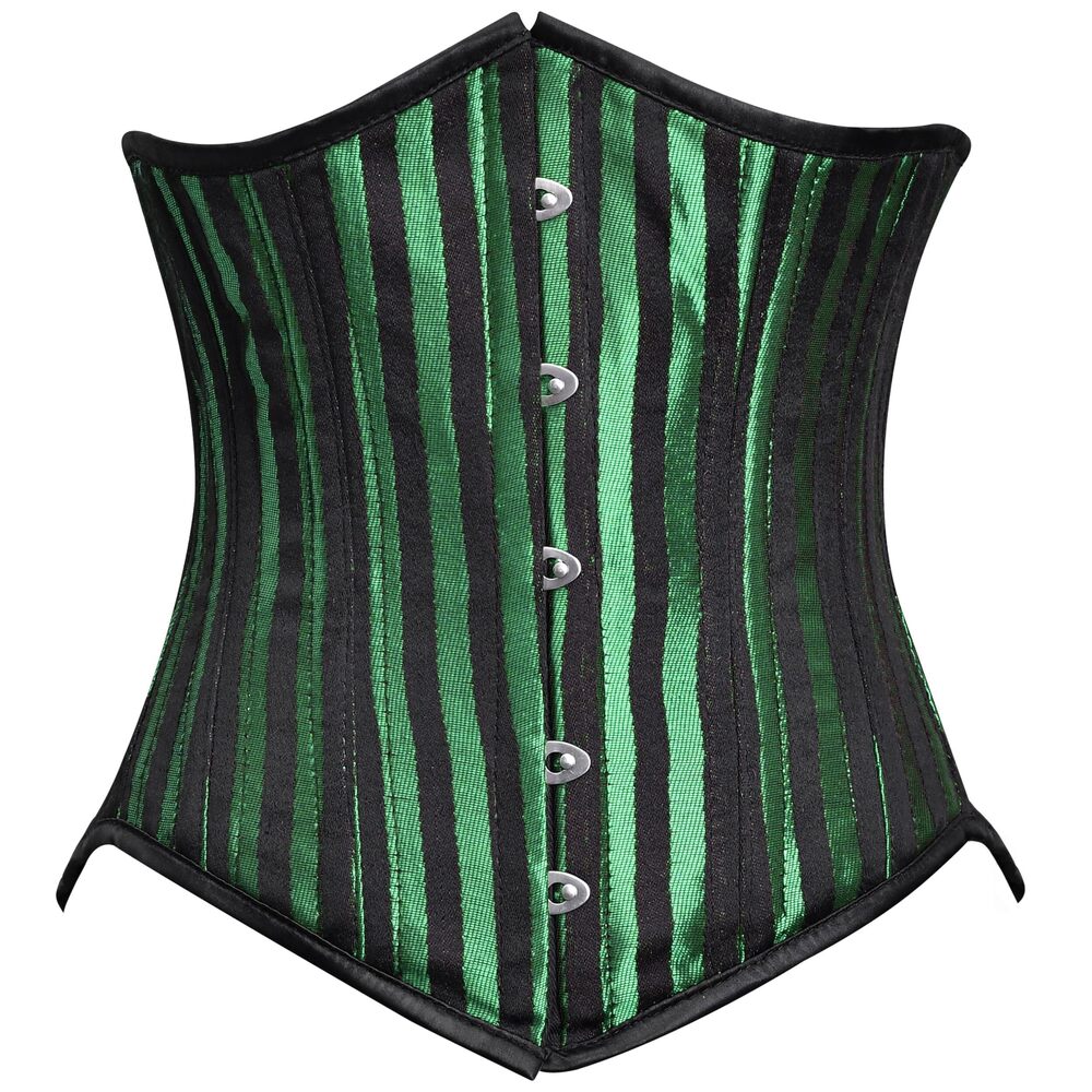 9650 Striped Underbust Corset Waist Trainer - Gothic Steampunk Steel Boned
